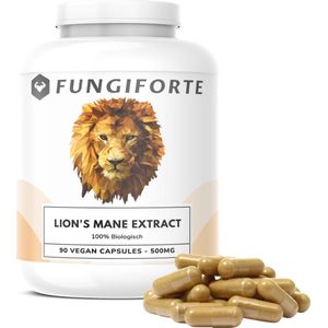 FungiForte - Lion's Mane Extract 500mg - 90 stuks - Non-GMO - Lab Tested - Lion's Mane Capsules - Paddenstoelen Supplement