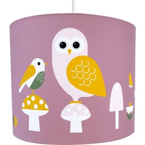Hanglamp Uil paars meisjeskamer Verlichting diameter 30cm met pendel voor kinderkamer