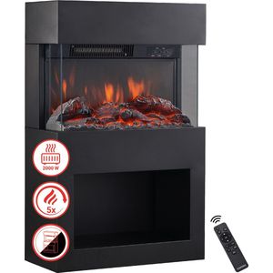 KAMINIO - HENRI - Elektrische Haard - Zwart - 3D-Vlameffect met Afstandsbediening