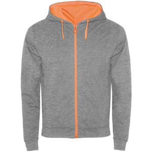 Roly - Fuji Sweater met Rits - Heather Grey 58/Fluor Orange 223 maat L