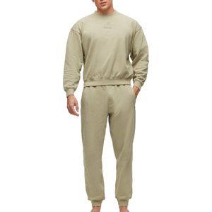 BOSS Contemporary Long Set - heren pyjama set velours - licht olijfgroen - Maat: L