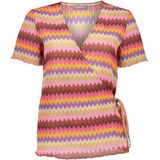 Geisha T-shirt Kleurrijke Wikkeltop 42160 20 Aubergine/brown/fuchsia Dames Maat - XL