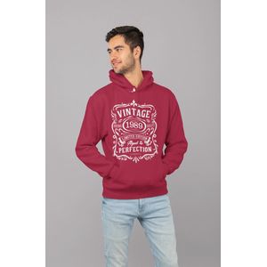 1989 Jaar Rood Hodie - Maat M - Vintage Aged To Perfection - Verjaardagscadeau - Limited Edition