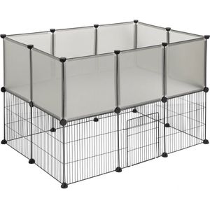 Dierenren XXL - Ren - Verstelbaar - Kippenren - Kattenren - Hondenbench - Grijs - 107x72x72 cm