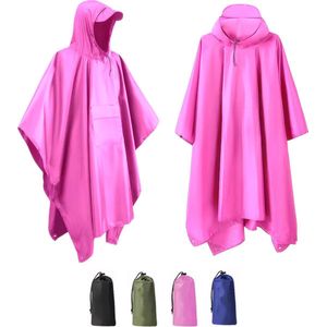 Poncho met Opbergtas - Regenponcho Waterdicht - Fietsponcho Sneldrogend - Winddicht - Unisex - Dames & Heren - One size - Roze