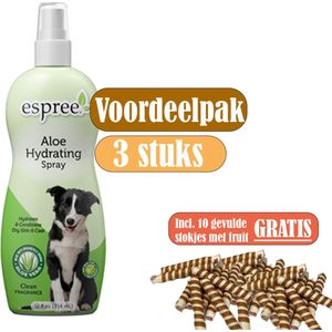 Espree Hydratatie Aloe Spray - Voordeelpak 3 stuks - inclusief gratis stokjes gevuld met fruit (10 stuks)