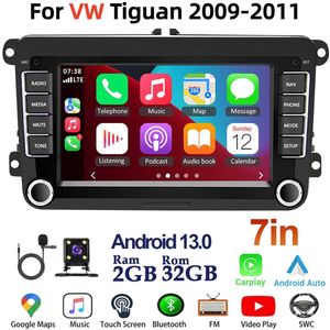 7inch Android 13 Auto Radio for VW Tiguan 2009-2011 | 2+32G GPS Navigatie Head Unit met Draadloos CarPlay/Android Auto, Bluetooth, WiFi, FM + Achteruitrijcamera
