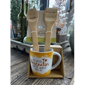 Cadeaupakket;  mok vriendin - Bamboeset Met een lieve vriendin als jij...- liefde - Valentijnsdag - vriendschap - vaderdag - moederdag - verjaardag - cadeau