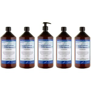 Bodylotion Cool Down 1 Liter - met gratis pomp - set van 5 stuks - Voordeelverpakking