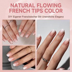 240 False Nails Set - 15 Sizes White Nude Gradient Fingernails for Nail Extensions with Box (Colour Gradient Baby Nude Square)