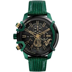 Diesel Griffed DZ4651 Horloge - Leer - Groen - Ø 48 mm