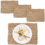 Relaxdays gevlochten placemat - set van 4 - waterhyacint onderleggers tafel - tafelmatjes