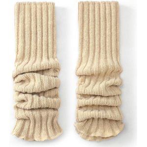 Dameswarmers, lange beenwarmers, gebreide warme manchetten voor dames, wollen gebreide beenwarmers, kniekousen, enkelwarmers voor dames en meisjes, eenheidsmaat - Kaki