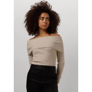 Minus Fame Off Shoulder Knit Pullover Truien & vesten Dames - Sweater - Hoodie - Vest- Zand - Maat L