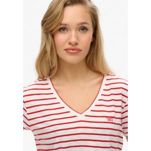 Superdry - Ruimvallend geborduurd T-shirt met V-hals - Dames - T-shirts