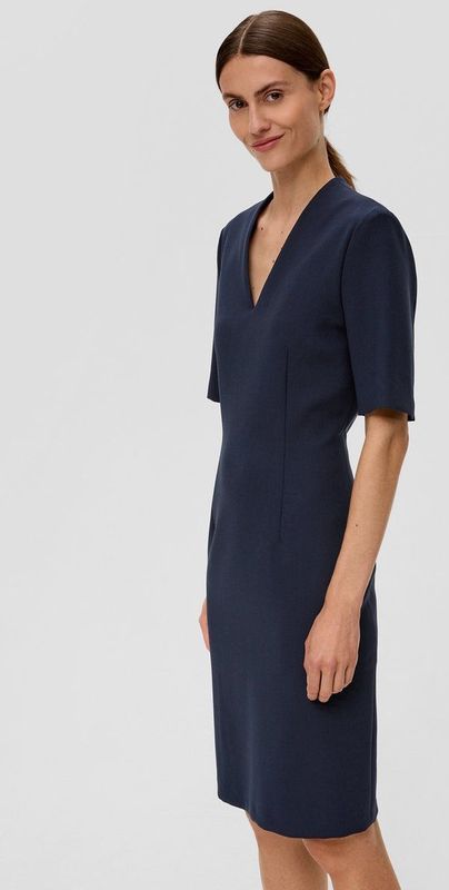 Jurk - Manteljurk - Viscosemix - Korte Mouwen - V-hals - Midilengte