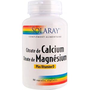 Solaray Calcium Citraat Magnesium Citraat 90 Vitamine D Plantaardige Capsules