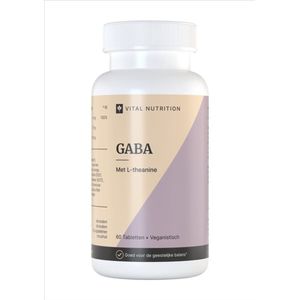 Vital Nutrition GABA - Bioactieve formule met L-theanine en B6 - 350 mg GABA - 100% plantaardig - 60 zuigtabletten