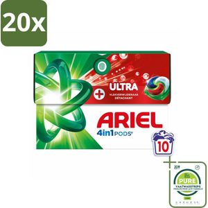 20 x Ariel - 4in1 Wasmiddel Pods - Ultra Vlekverwijderaar - 10 Pods - Grootverpakking - Wasmiddel - Vlekkenverwijderaar - Wascapsules - Ariel - Waspoeder