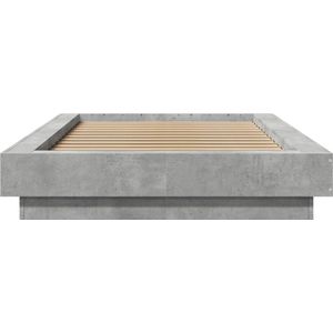 vidaXL - Bedframe - bewerkt - hout - betongrijs - 90x200 - cm