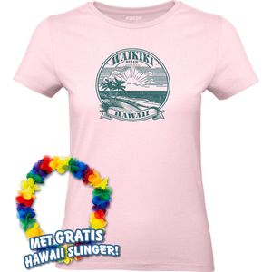 Dames t-shirt Waikiki Beach | Toppers in Concert 2024 | Club Tropicana | Hawaii Shirt | Ibiza Kleding | Lichtroze Dames | maat XS