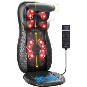 Diep weefselknedend Shiatsu massageapparaat met warmte en vibratie - rugmassage kussen voor nek, rug, schouders - hoogte verstelbaar voor thuis en op kantoor massage matras