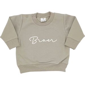 Sweater trui shirt voor kind baby- grote broer sier beige Maat 74 - Big brother bro - Familie uitbreiding - Zwangerschap aankondiging hoera stoer ik ben word bekendmaking baby