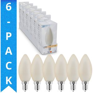 LED's Light LED Lampen Kaars E14 - Melk glas - Warm wit licht - 470 lm - 6PACK