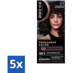 SYOSS - Coloration 2-1 Zwartbruin - Haarverf - Grijsdekking - Vermindert Haarbreuk - Bulkverpakking - 5 stuks