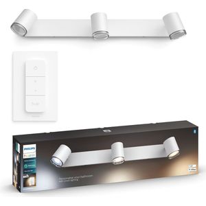 Philips Hue Adore Opbouwspot Badkamer - White Ambiance - GU10 - Wit - 3 x 5,5W - Bluetooth - incl. Dimmer Switch