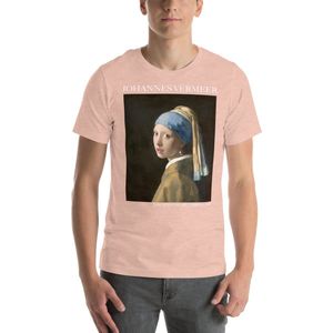 Famous Piece - Kunst T-shirt - Johannes Vermeer 'Girl with a Pearl Earring' - Unisex - Peach - XS