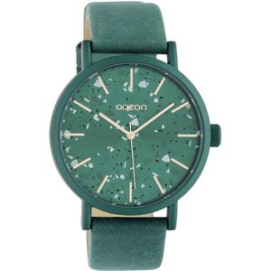 OOZOO Timepieces - Groene horloge met groene leren band - C10411