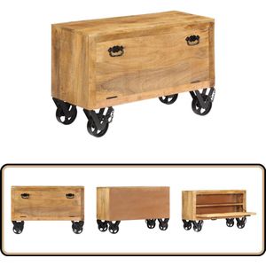 vidaXL Schoenenkast - Massief Mangohout - 86x35x55 cm Schoenenkast - Mangohouten Meubels - Houten Schoenenkast - Entreemeubilair - Bergruimte