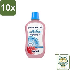 10 x Parodontax - Mondwater - Active Gum Health - Extra Fresh Mint - 500 ml - Grootverpakking - Tandvlees Gezond Houden - Mondwater - Tandplak Bestrijden - Fluoride - Frisse Adem
