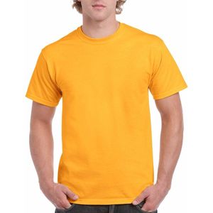 T-shirts goudgeel voor heren - zware 200gr kwaliteit - Basic shirts - Katoen - Korte mouwen - Comfort pasvorm XL