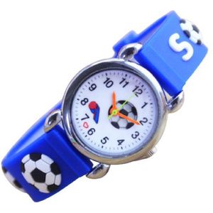 Jongens horloge voetbal donkerblauw met siliconen bandje.