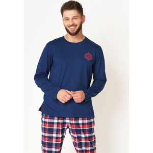 Key Heren Pyjama Flanel Katoen Flanel/Katoen Blauw/Rood MNS 613 M
