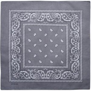 CHPN - Bandana - Boerenzakdoek - Shawltje - Paisleyprint - 54/54CM - Grijs - Zakdoek - Carnaval - Accessoire