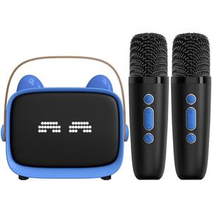 Peysaitr - Kinderen Karaoke Set - Draagbare Bluetooth-luidsprekers - met 2 Draadloze Microfoons - Voor Kinderen & Volwassenen - Kerstcadeaus - Feest, Verjaardag, Geschenk - Zwart - 1 Set