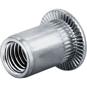 GOEBEL® - 250 x Blindklinkmoeren M 6 - Staal [ AISI 1008 ] Verzinkt (Ø x L) 8,9 mm x 14,5 mm - Vlakke kop Ronde schacht - Schacht einde Open - GO-NUT - 7550600000 - Linkmoeren - Klinkmoeren - Blindmoeren