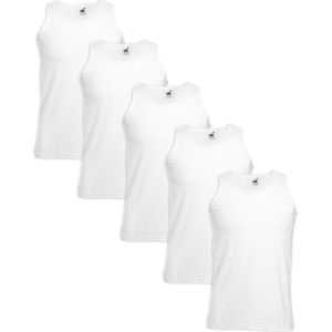 Fruit of the Loom 5x Value Weight Tanktop Katoen Wit S