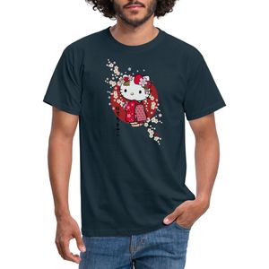 Hello Kitty In Een Rode Kimono En Kersenbloesems Mannen T-shirt