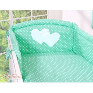 Babyset met witte stippen op mintgroen, 3-delig, met hartjes