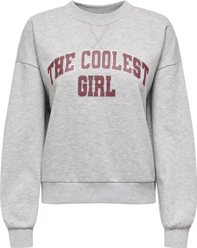 ONLY - Onljo ls print box bf swt - Grijze Melee Sweater - Dames