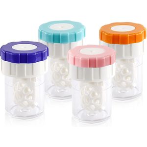 Lensdoosje - 4 stuks - Contactlenshouder - lensreinigingscontainer - draagbare contactlensreiniger - contactlensreiniger - contactlenscontainerreiniger - contactlenzen doosje - plastic - Handmatige contactlensreiniger - Bewaarset voor op reis