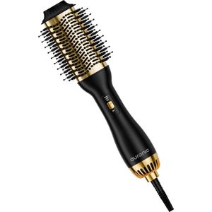 Auronic 4-in-1 Föhnborstel - Airstyler - Stijlen, Krullen, Extra Volume en Borstelen - Multistyler - Krulborstel - Warmteborstel - 360 Graden Airflow - Ø 37 mm - Zwart/Goud