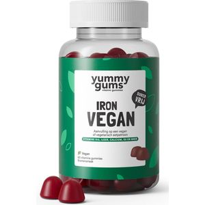 Yummygums Iron Vegan - Multivitamine met extra Ijzer, vitamine B12, calcium en Vitamine D3 - geen capsule, poeder of tablet - yummy gums - suikervrij en vegan - 60 gummies met bramensmaak