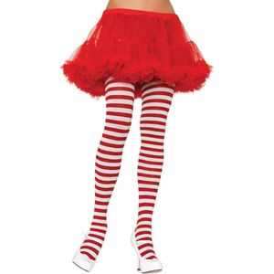 Leg Avenue - Gestreepte Panty - Wit/Rood - 50% Nylon, 50% Polyester