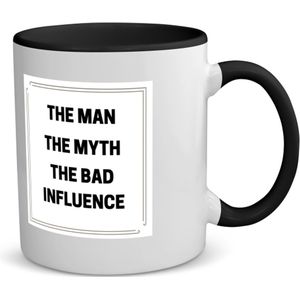 Akyol - the man the myth the bad influence koffiemok - theemok - zwart - Quotes - mensen die andere beïnvloeden - verjaardagscadeau - cadeau - kado - geschenk - verjaardag - slechte invloed - 350 ML inhoud