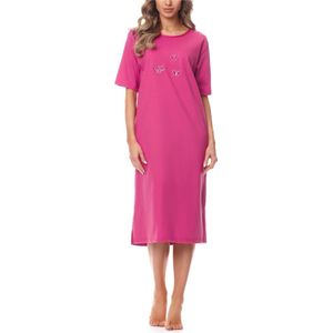 Merry Style Dames Nachthemd - Nachtjapon - Korte Mouwen - Katoen - MS-DR-Malwa-ND-KR - Amaranth - XXL